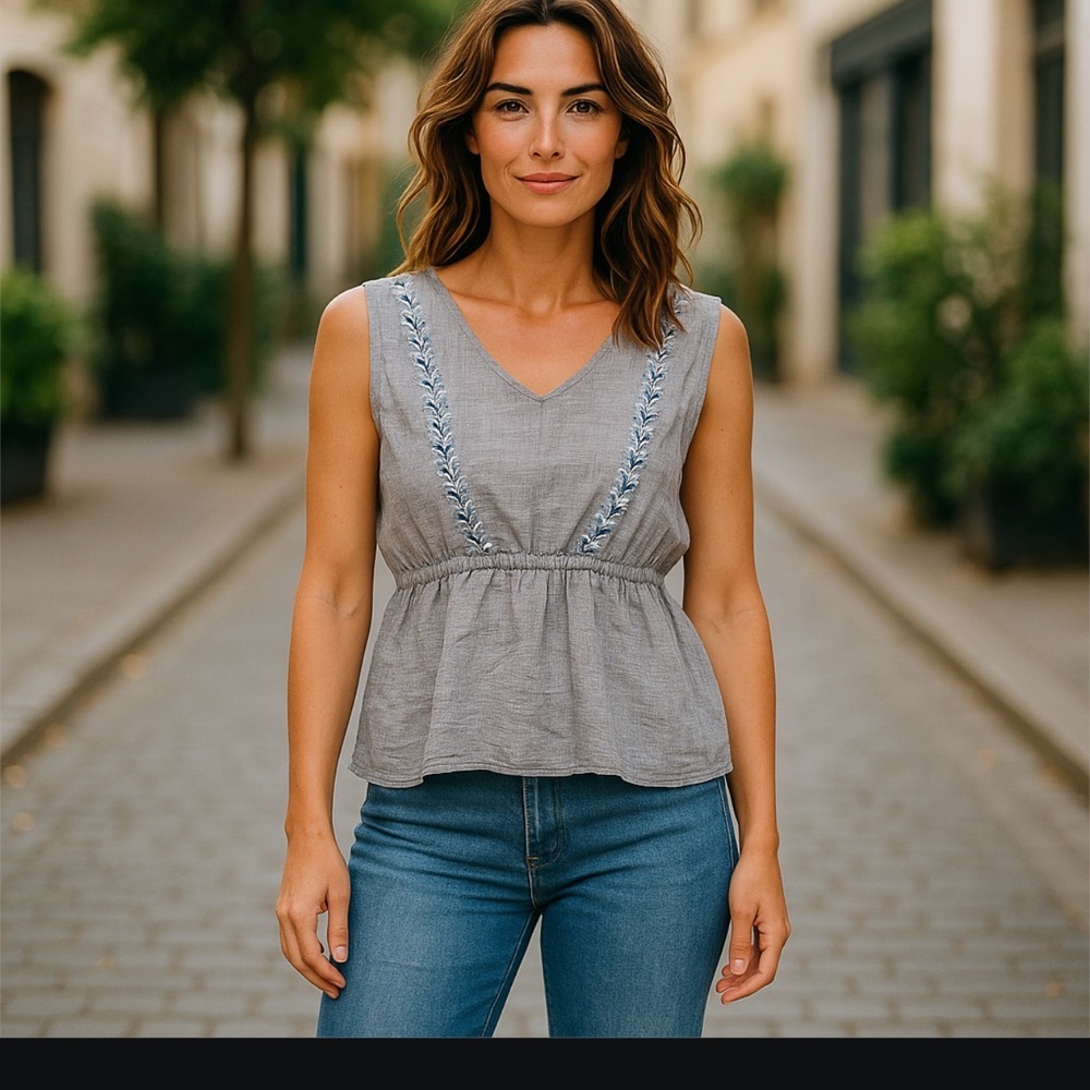 Aventura 100% Organic Cotton Sleeveless Top Fair Trade size Large - Picture 2 of 6